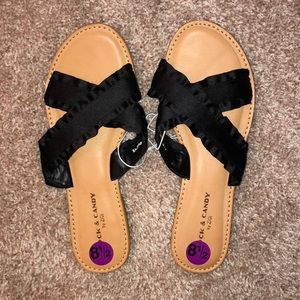 Black Ribbon Sandals